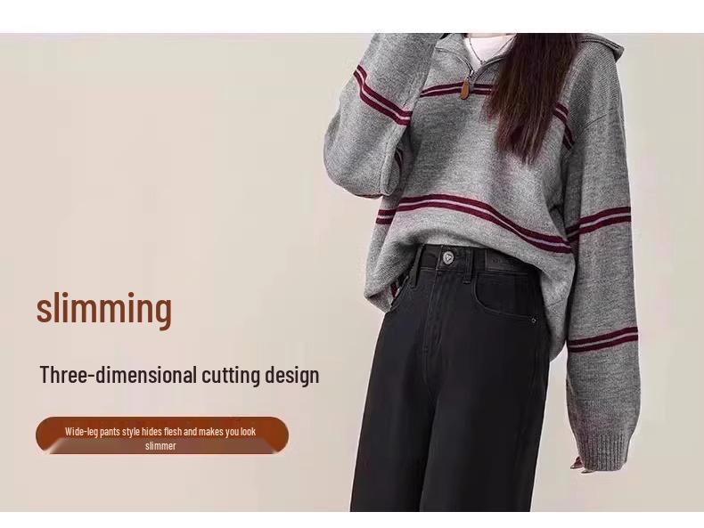 Women's Slimming Black High Waist Straight-Leg Jeans - New 2025 Spring/Autumn Style