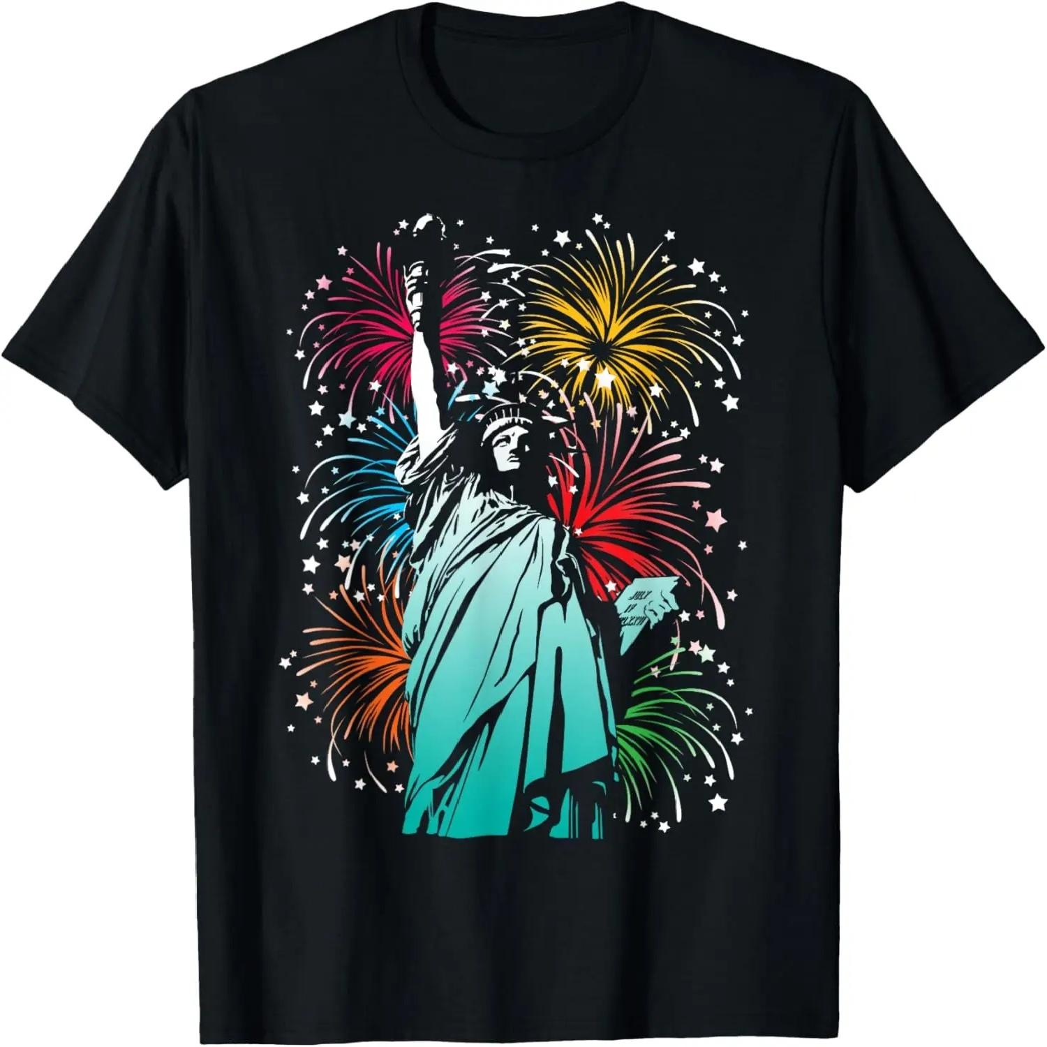 Statue Of Liberty Fireworks 4th of July T-Shirt S разноцветный
