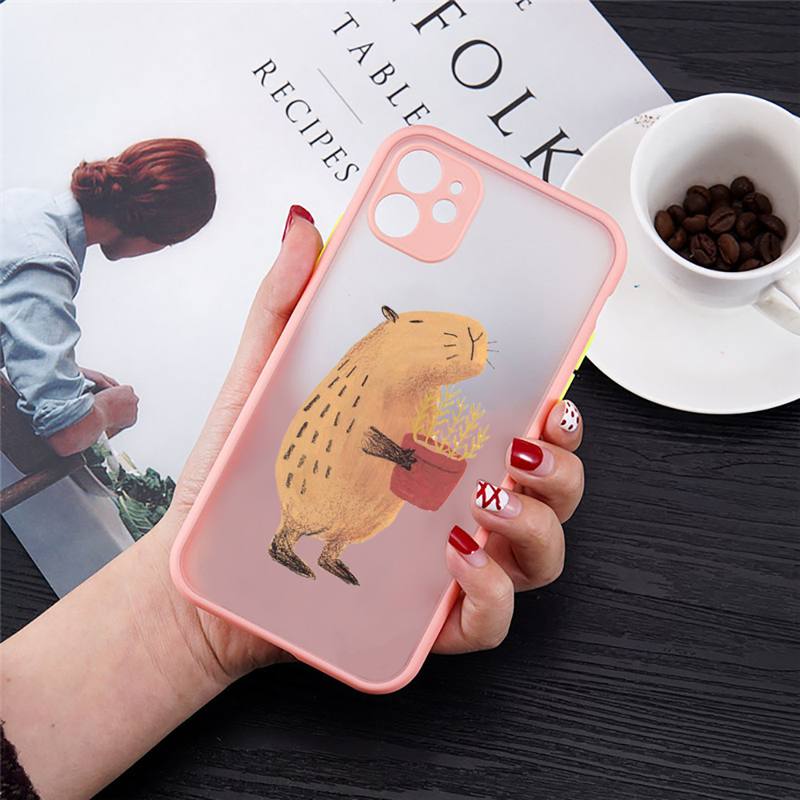 Capybara Cute animal cartoon Phone Case matte transparent For iphone 7 8 11 12 13 plus mini x xs xr pro max cover