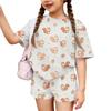 Kids Casual Short Sleeve Shirt and Shorts Set Animal Print Lightweight Soft Fabric Comfortable Fit Summer Outfit for Boys and Girls