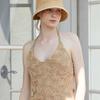TATIANA Monet Natural Raffia Cloche Bucket Hat HT8183 Ivory
