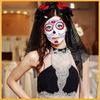 3 Stück Día de los Muertos Kostüm Zuckerschädel Kostüm Blumen Stirnbänder Rosen Temporäre Tätowierte Gesicht Aufkleber für Frauen