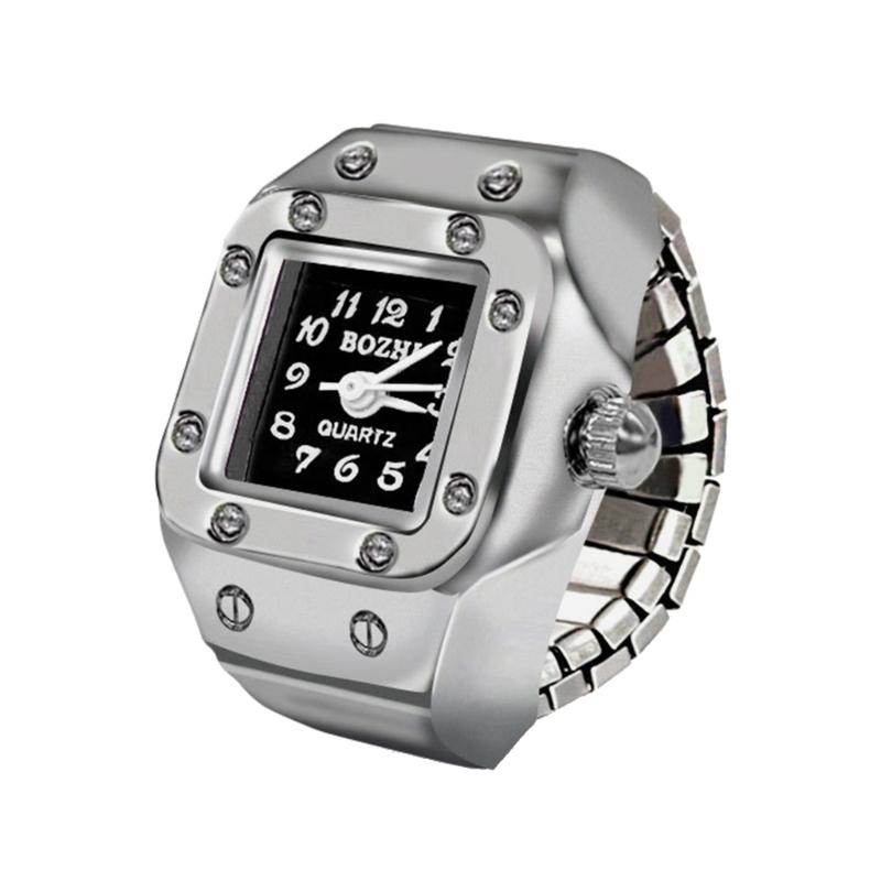 Vintage Punk Finger Watch Ring Mini Alloy Watches Couple Rings Jewelry Clock Retro Roman Quartz Watch Rings Women Men