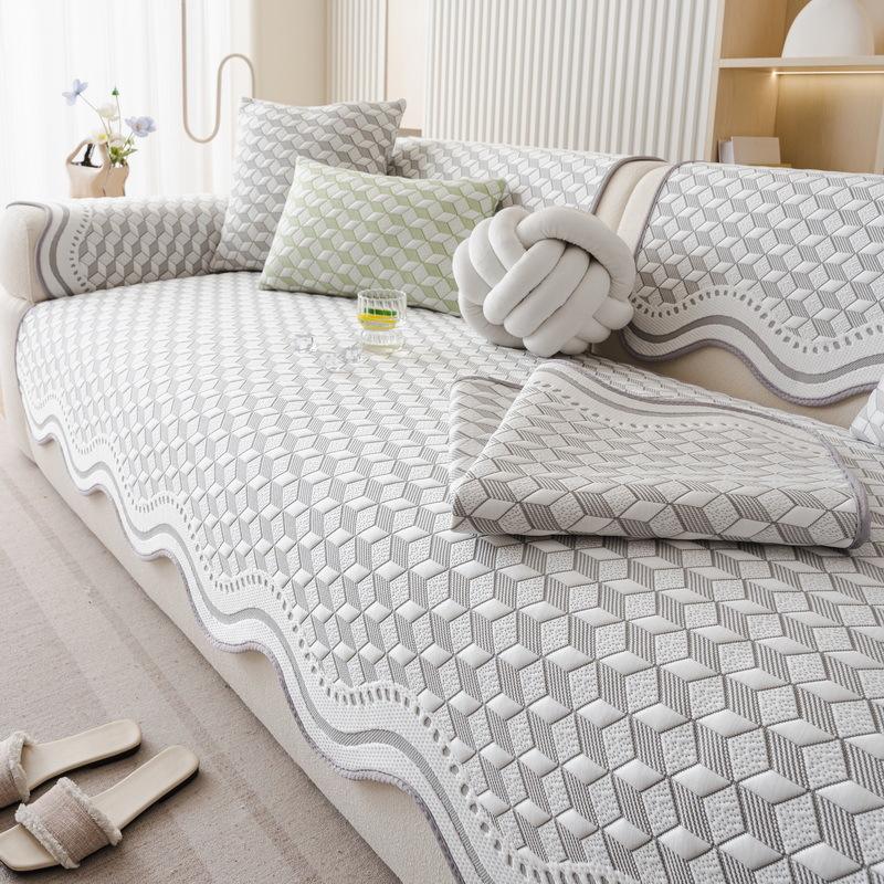 New Special-Shaped Straight-Breasted Leather Sofa Cushion Mat Summer Cold Silk Cool Fixed Non-Slip Summer Cover Cloth Towel