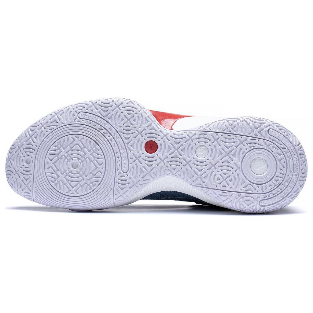 Li Ning Sonic 10 Ultra Durable Breathable Mid-Top Basketball Shoes Men Basketball Shoes Blue White Red ABAS145-7