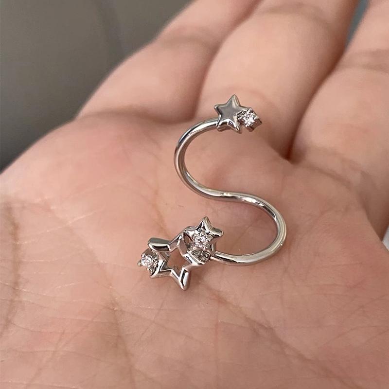 1Pc Star Surround Planet Spiral Ear Bone Nail For Women   Silver Color Earrings Accessories
