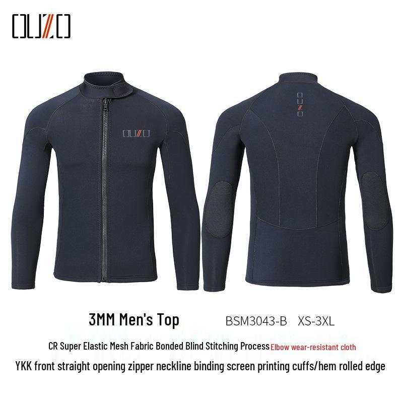 OUZO 3mm Unisex Two-Piece Wetsuit for Diving, Snorkeling, Surfing, and Winter Swimming – Cold Protection and Warmth Top and Pants.