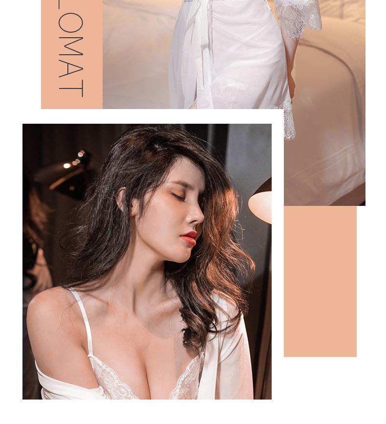 Ensemble de Lingerie en Dentelle Grande Taille 3 Pièces: Nuisette camisole d'été sexy en soie glacée transparente.