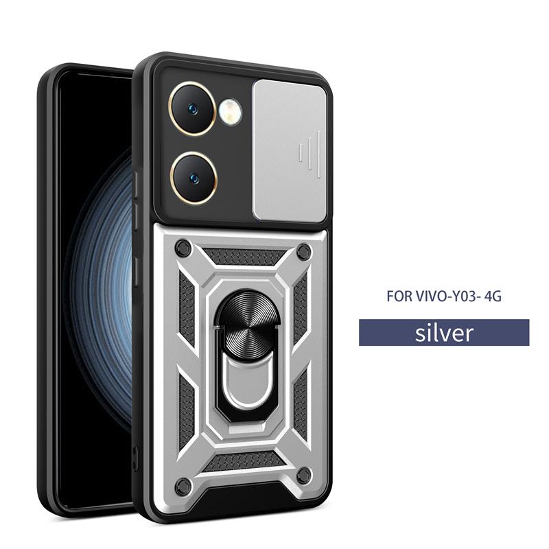 For Vivo Y03 4G Case Slide Lens Camera Protection Back Capa For Vivo Y03 4G  Y 03 VivoY03 Cover Magnetic Ring Holder Armor Funda