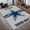 Custom Name,Dallas Cowboys Home Sofa Decoration for Living Room & Bedroom, Non‑Slip Play Flannel Floor Mat for Game Room
