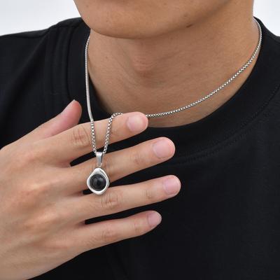 Irregular Tiger Eye Stone Pendant Neckalce for Men,Waterproof Stainless Steel Natural Stone Necklace,Stylish Zircon Gift