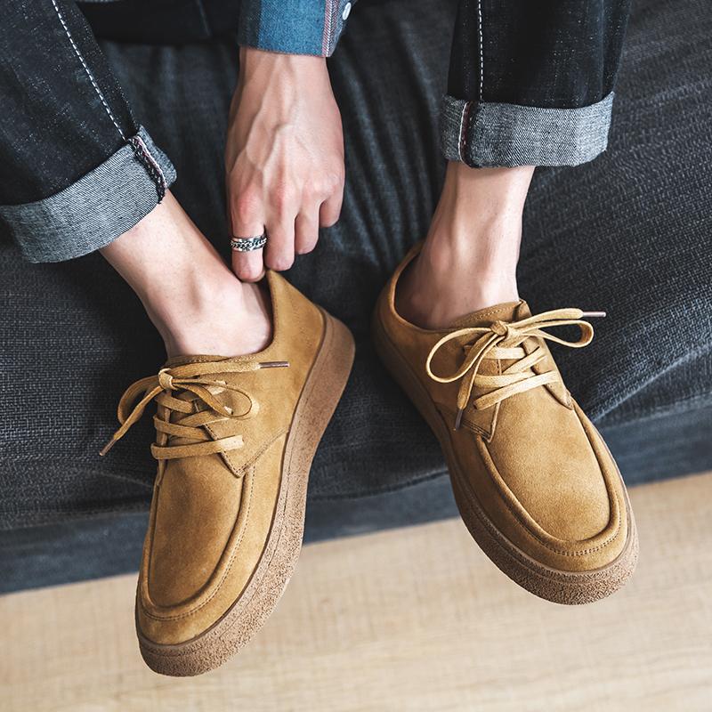 Pánské ležérní boty z semišové kůže Klasické Retro Pohodlná Měkká podrážka Řidičské Pánské Outdoorové Oxfords boty Šněrovací Baleríny Tenisky