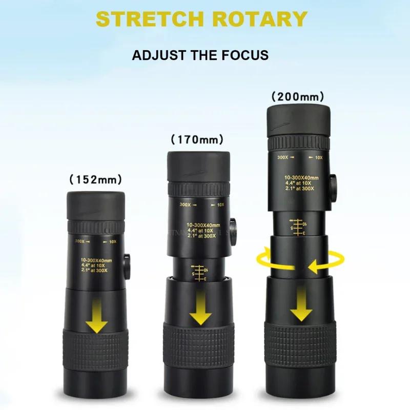 Monocular Telescope High Power 10-300x40 Zoom HD Portable with Tripod Phone Holder for Bird Watching Hunting Camping