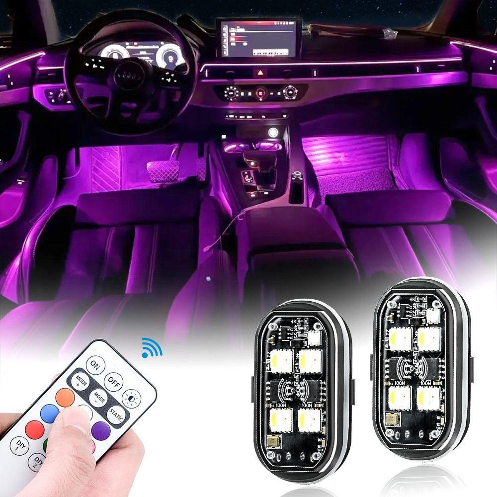 1/2/4/6pcs Rechargeable Car Decor Atmosphere Light Anti-Collision LED Warning Light