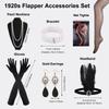 1920s Gatsby-Inspired Women's Accessory Set: Headband, Headdress, Shawl, Necklace, Gloves