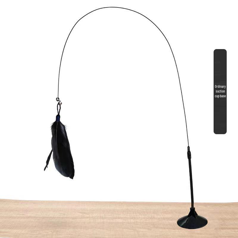 Katzenangelspielzeug: Starker Saugfuß mit langem Stab, Feder und bissfestem Draht zur Selbstbeschäftigung