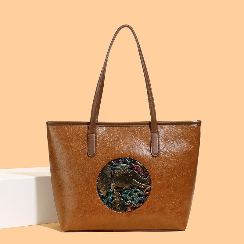 Handbag - Ethnic Style Tote Bag - Retro Large Capacity Commuter Shoulder Bag