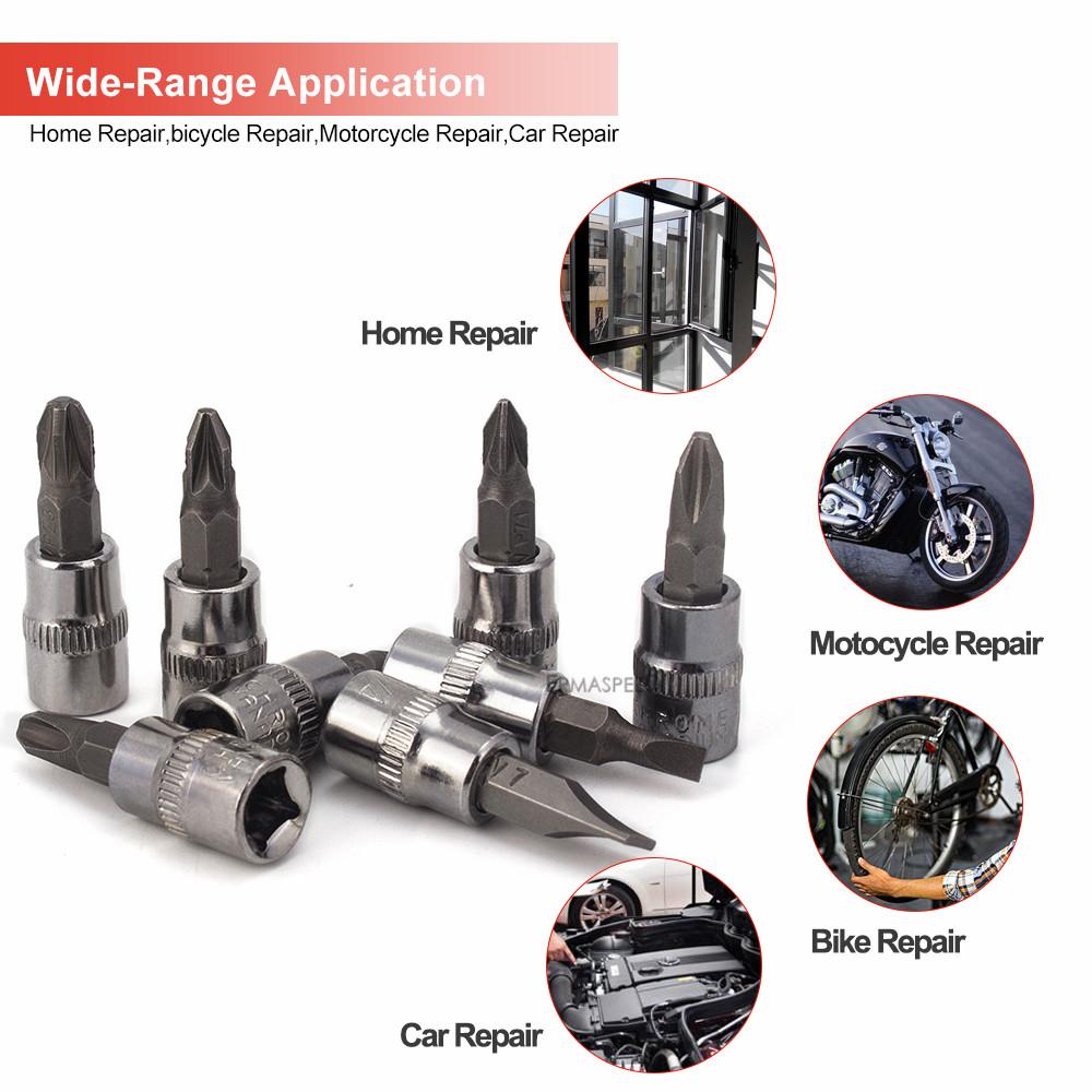 46pcs 1/4 Inch Multifunctional Wrench Socket Set Repair Tool Ratchet Torque Spanner Combo Tools Kit Car Moto Bicycle Home