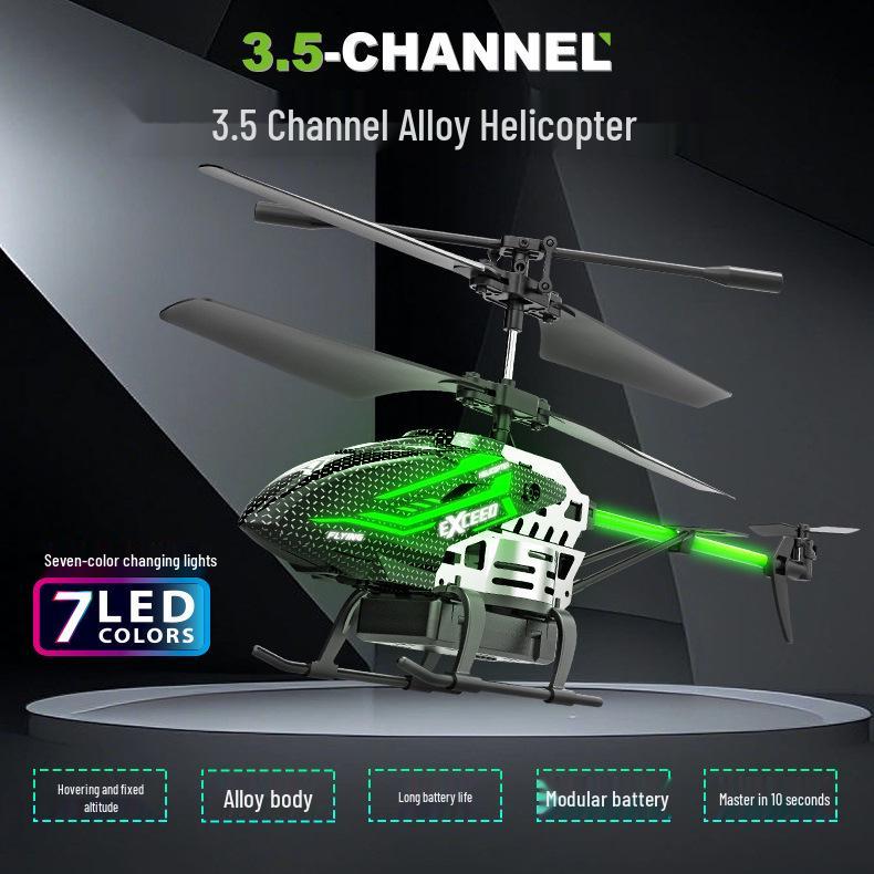 3.5-Channel Alloy Remote Control Helicopter with Cool Lights - Drop-Resistant Toy Aircraft