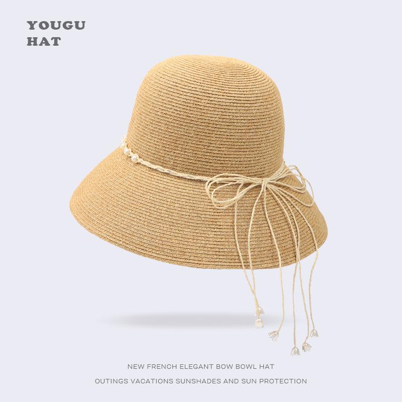 Hat Female Summer Seaside Sunshade Sunscreen Straw Hat Temperament Shows Small Face Big Eaves Hat Foldable Bucket Hat Basin Hat
