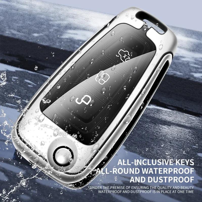 Car Sticker New 2025 Hot Car Metal Leather Key Shell Case Ford Ranger C-Max S-Max Focus 2 3 MK3 Galaxy Mondeo Transit Tourneo Ec