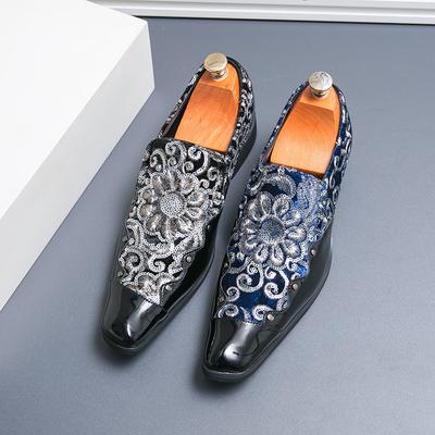 Luxury Brand Trendy Printed Men's Banquet Dress Shoes High-end Business Casual Shoes Pointed Leather Chelsea Shoes for Men‘s