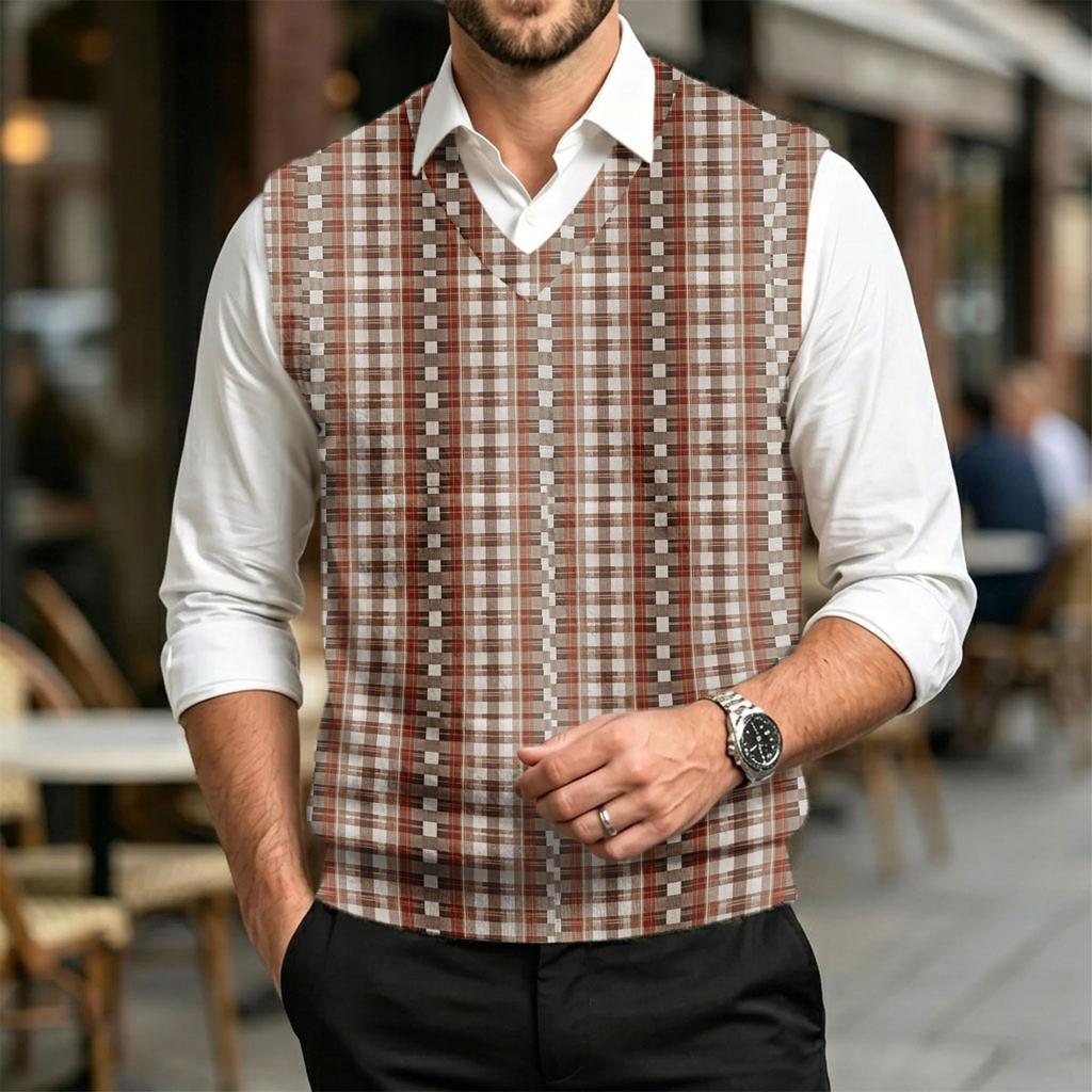 Men's Casual Wool- V-Neck Knit Sweater Vest for Commute