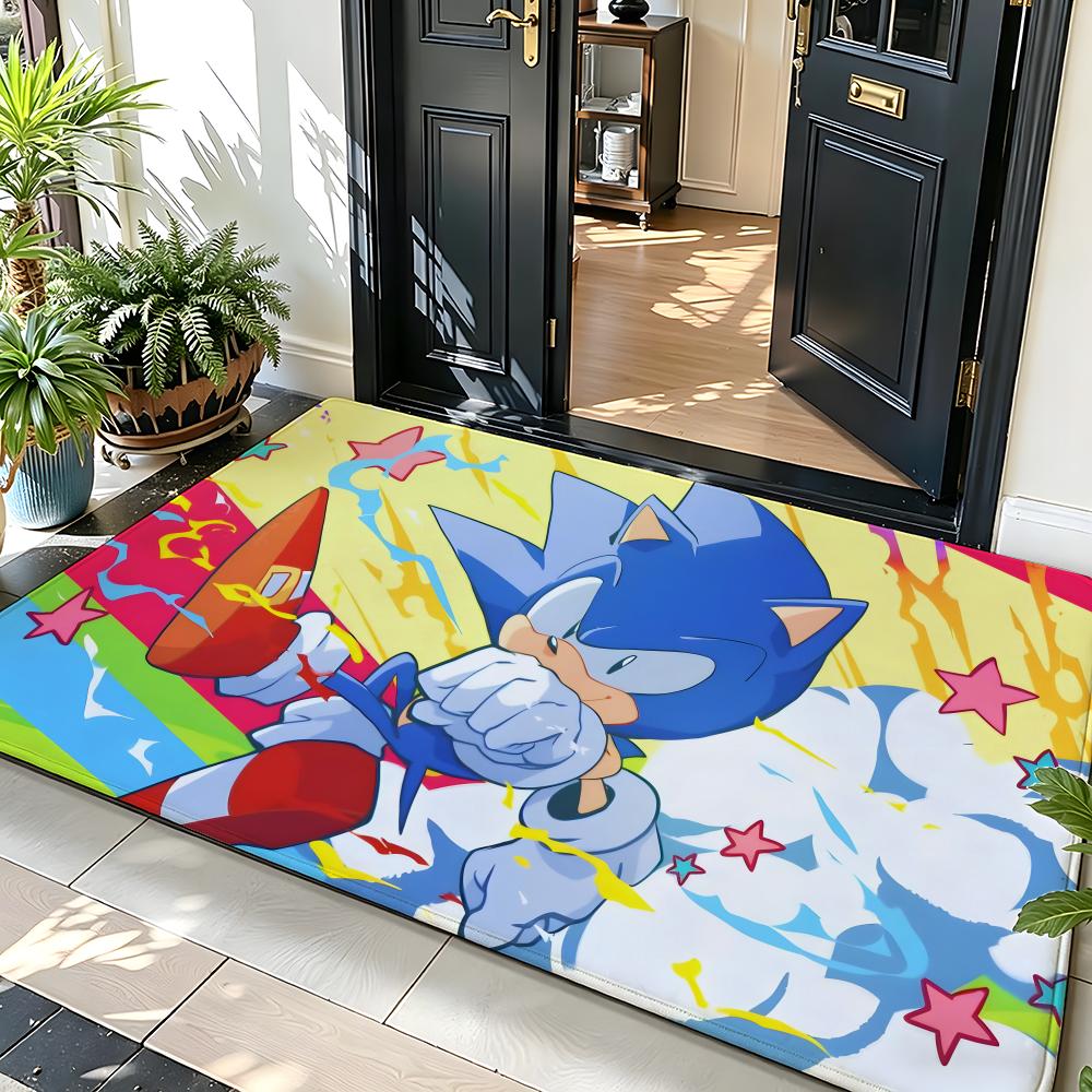 Game S-Sonic T-the H-Hedgehog Floor Mat Soft Flannel Floor Mat  Suitable for Entryways, Living Rooms, Bedrooms, and Bathrooms