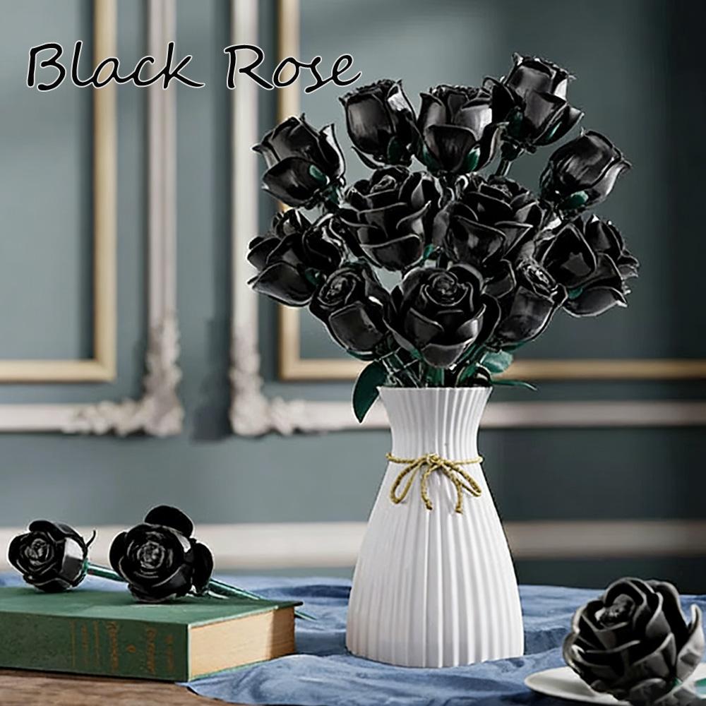 12Pcs Black Rose Building Blocks Toys Model Flowers Bricks Toy Sets Desktop Ornament Valentine'S Day Christmas Gifts