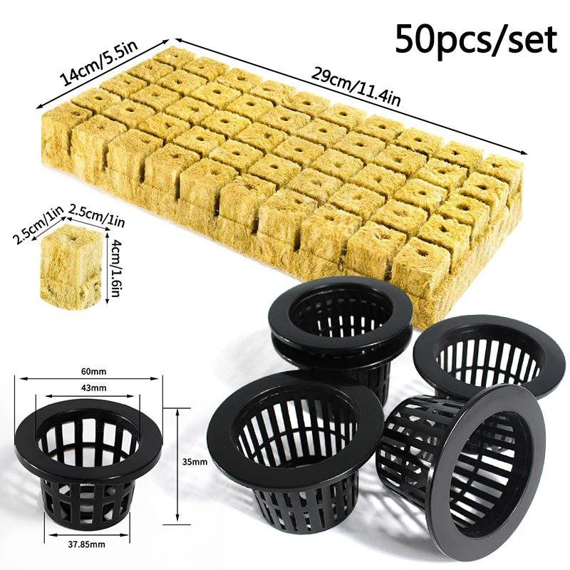 50PCS Hydroponic Planting Basket Mesh Net Sponge Fixator Container Aeroponic Veg Planter Plant Vegetable Growing Nursery Cup Pot