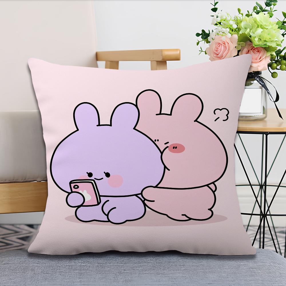 Cartoon A-Asamimichan Cute Bunny cushion For Bedroom Car Coffee Shop Room and Living Room Sofa Decorative Pillow Cover Case