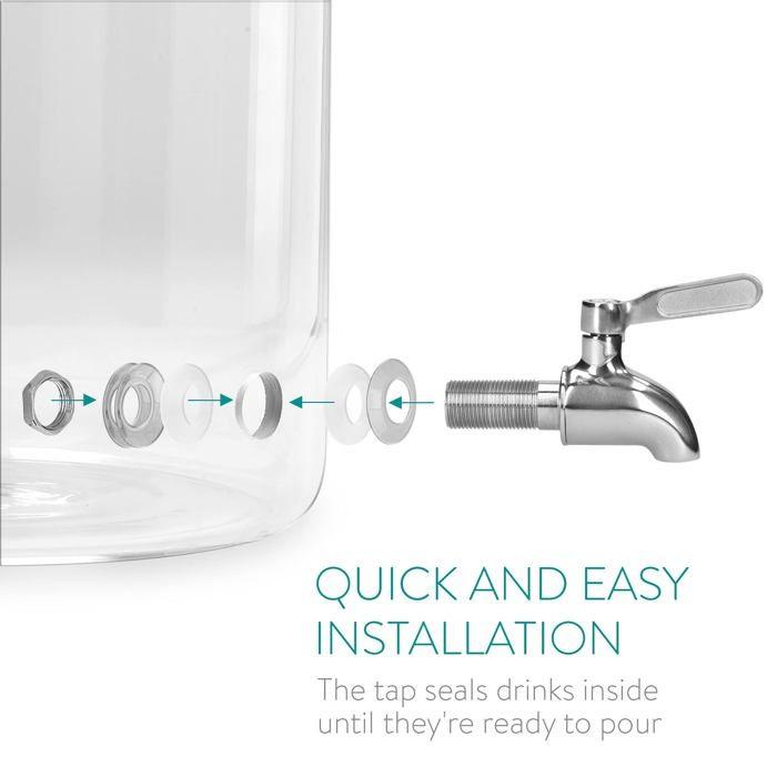 Distributeur de boissons - navaris - 51377.01 - verre thermo-résistant - 5,6 litres - couvercle en liège