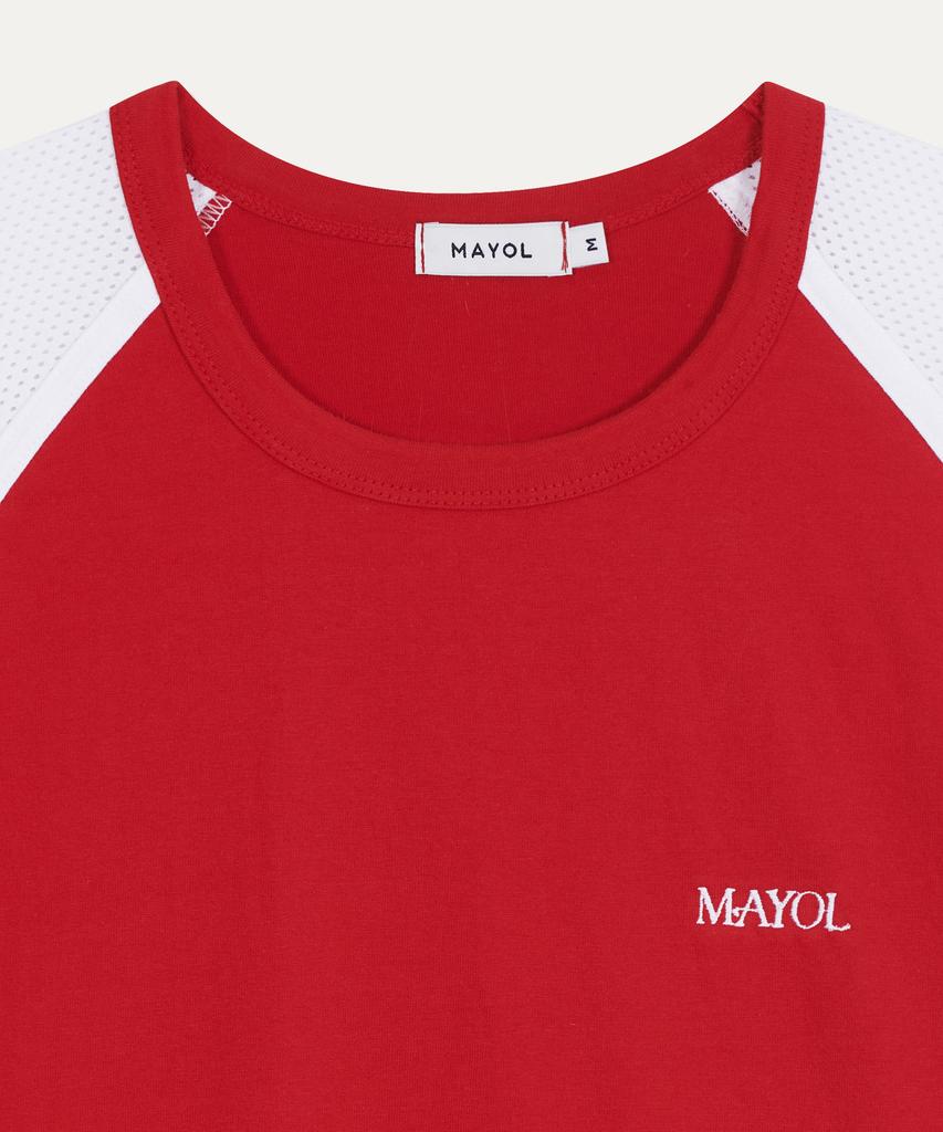 MAYOL Raglan Logo Mesh Short Sleeve T-Shirt_Red