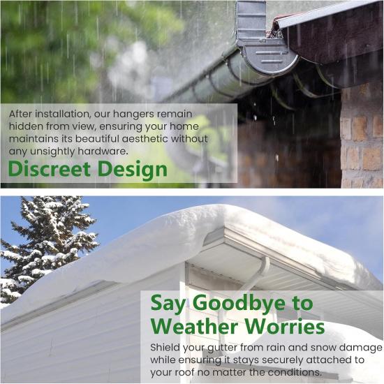 10 Pcs Gutter Hangers 5 Inch Hidden Gutter Brackets with A Pre-Inserted Rust Resistant Screw and 1/4’’ Hex Drill Bit, Clip for 5" K-Style