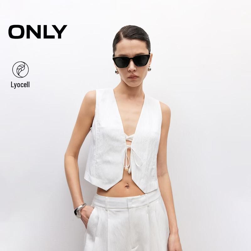 

ONLY 2025 Summer Solid V-Neck Short Sleeveless Vest S