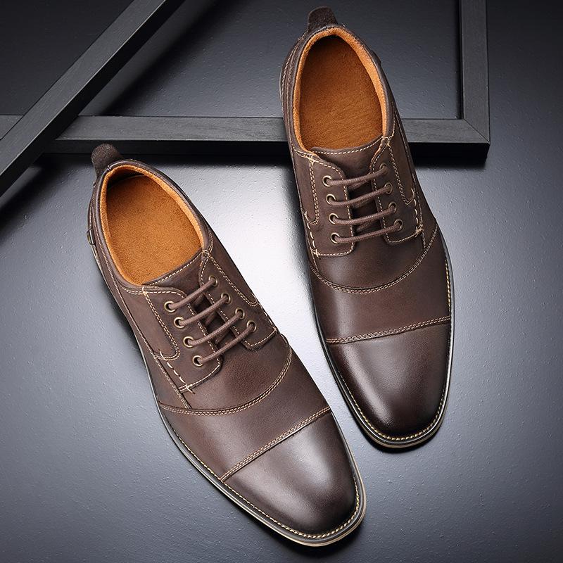 Fashion 2025 Spring New Men's Business Dress Shoes Genuine Leather England Fashion Casual Oxfords Shoes Classic Three Colors Size 7.5-13