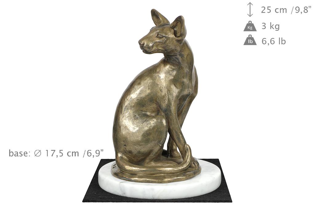 Kot Egipski Mau - Statuetka Kota, Figurka Na Białym Marmurze, Trofeum Na Wystawę Psów Marki Art-Dog