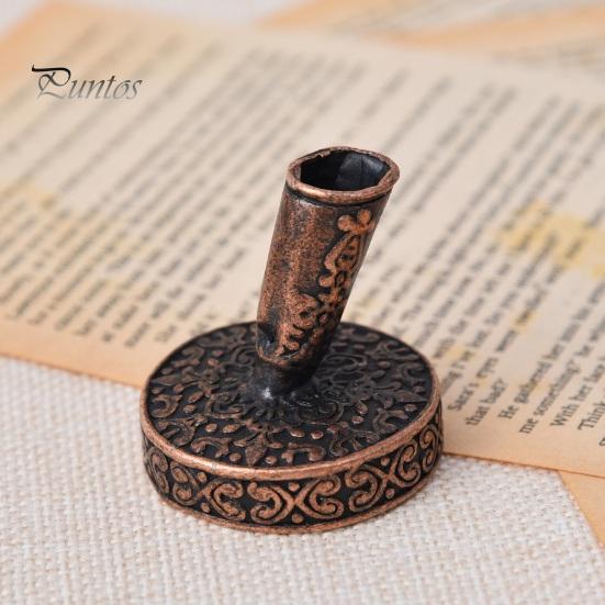 Vintage Desk Organizer Round Pen Holder, Durable Metal Exquisite Carved Desktop Ornament, Calligraphy Base Dip Pens And Quill Supply, for Decoration