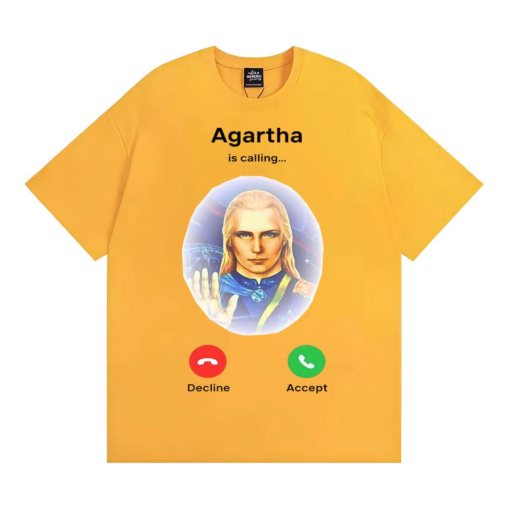 Agartha The Land Down Under Meme Grafik T-Shirts Herren Damen Hip Hop Gothic T-Shirt Komfort Oversized Rundhals T-Shirt Streetwear