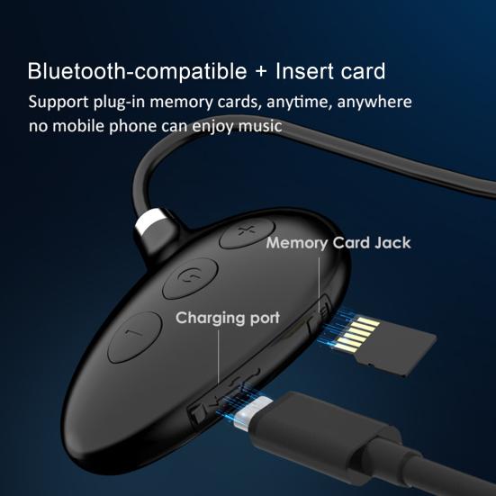 1 Set Wireless Earphone Noise Reduction HIFI Sound Comfortable To Wear Card Insertable Stable Transmission Call Neck Hanging Sport