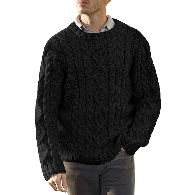 Herren Strickpullover 2025 Herbst/Winter Unifarben Rundhals - Europäischer & Amerikanischer Stil, Große Größen, Langarm
