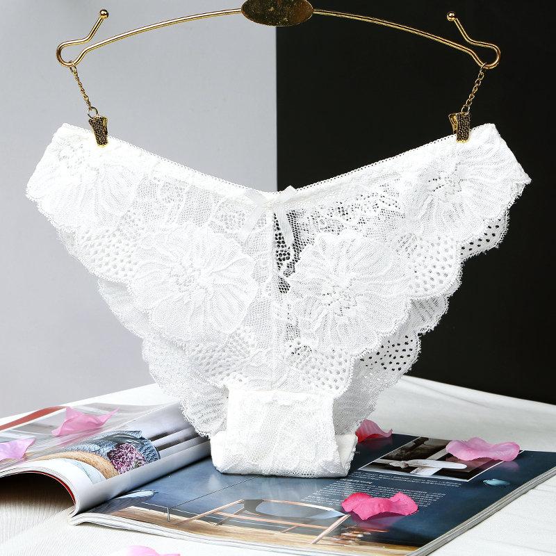 1Pcs Sexy Lace Transparent Briefs Underwear For Woman Female Low-Rise Panties With Bow Women's Underwear Intimates