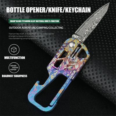 Titanium Alloy Damascus Opener Metal Keychain Buckle Car Key Pendant EDC Outdoor Tool Men Women Luxury High-end Gifts Home