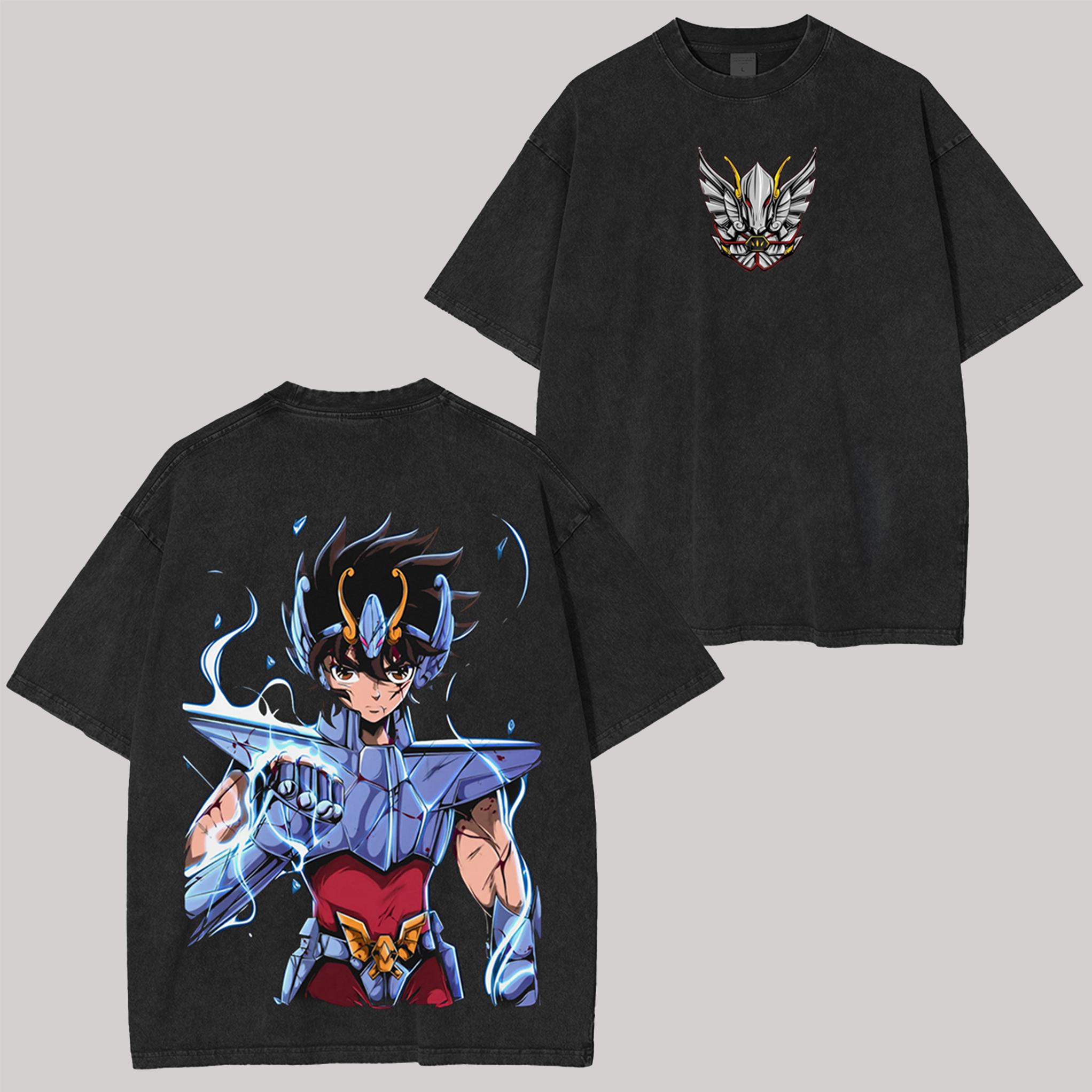 

Saint Seiya Dragon Shiryū Anime Lover Washed T-shirt Year round clothing high quality personality Clothes Plus Size Unisex New Model Couples tee L
