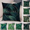 Elegant Botanical Print Cushion Cover Modern Tropical Leaves Design Dark Background Home Decor Living Room Sofa Chair Pillowcase