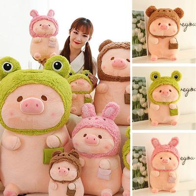 30CM Cute Piglet Transformation Pink Piglet Wearing Toy Soft Hat Trendy Sleeping for Plush Gift Decoration Sofa Pillow Birt B8J6