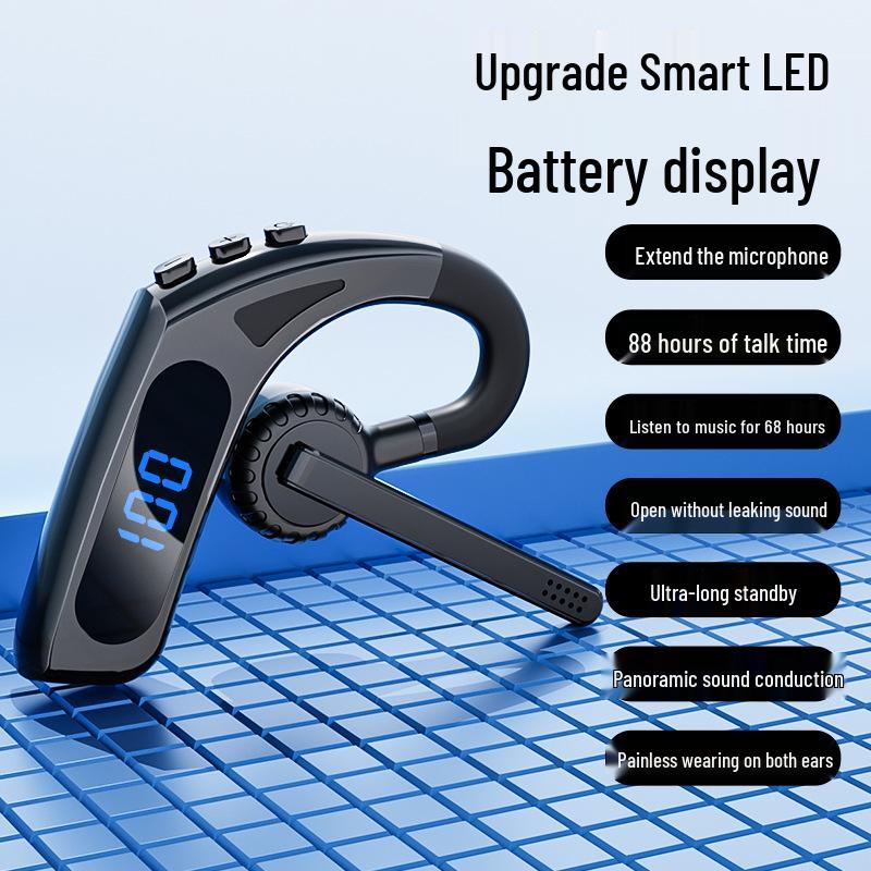 V10 Noise-Cancelling Bluetooth Ear Clip with Long Battery Life and Digital Display