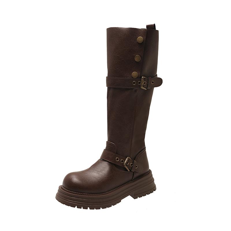 Punk Style Platform Woman Knee High Boots Fashion Height Increase Slip On Shoes Female Knight Booties Shoes