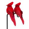 2pcs Simulation Feather Birds Handicraft Red Birds Figurines Garden Lawn  with Clips for Tree Decor Christmas Home Decoration