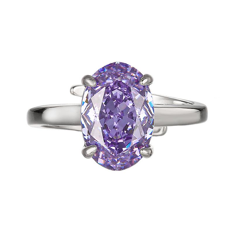 Jewelry Set Oval Ring Earring Necklace Women Light Luxury Ice Flower Cut Super Sparkling High Carbon